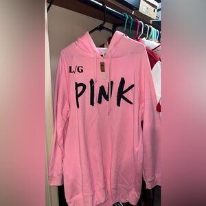PINK Victoria's Secret Pink Pullover Hoodie with Black Logo